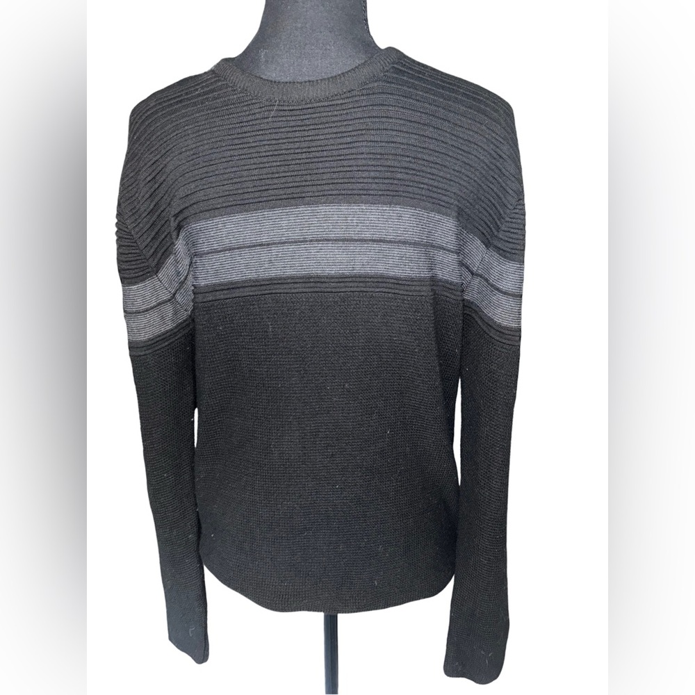 7 Downie St. Black Long Sleeve Tight Knit Pullover Fitted Sweater Size XL